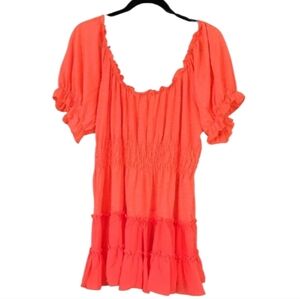 Flirty, Coral Color Tunic Top, Generous Sizing